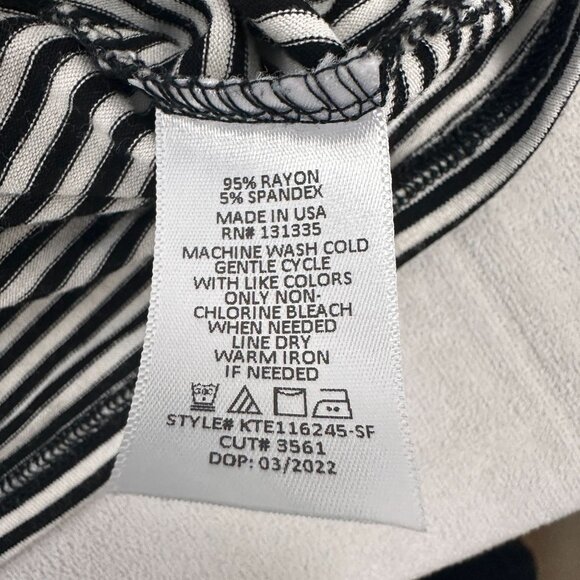 Striped Black & White Nine Britton Knot Front T-Shirt Medium Rayon Spandex - Picture 4 of 4